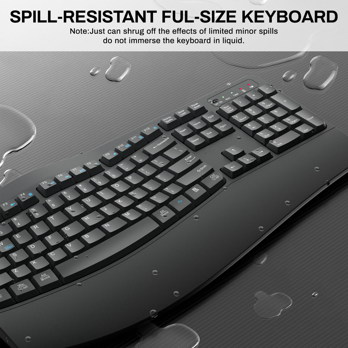 Wireless Wave Keys Combo, Ergonomic Keyboard and Mouse, 2.4Ghz, Full Size, Comfortable Natural Typing, for Laptop, Mac, Windows (Grey)