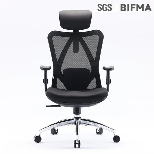 M18 Mesh Ergonomic Office Chair with Adjustable Lumbar Support, High Back, Black